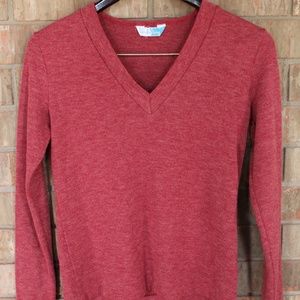 V- Neck Red Long Sleeve
